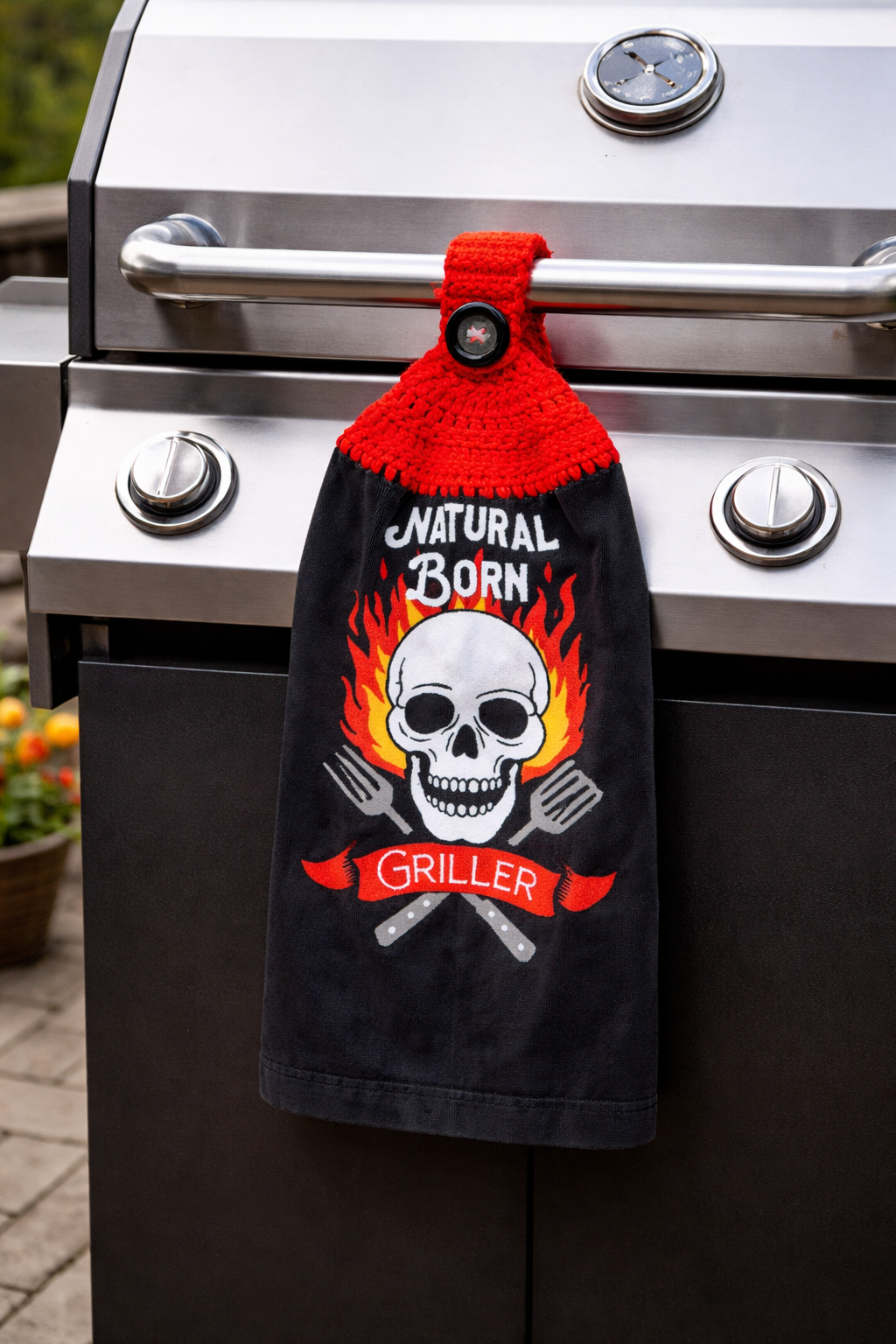 Crochet Top Natural Born Griller Hanging Dish Towel