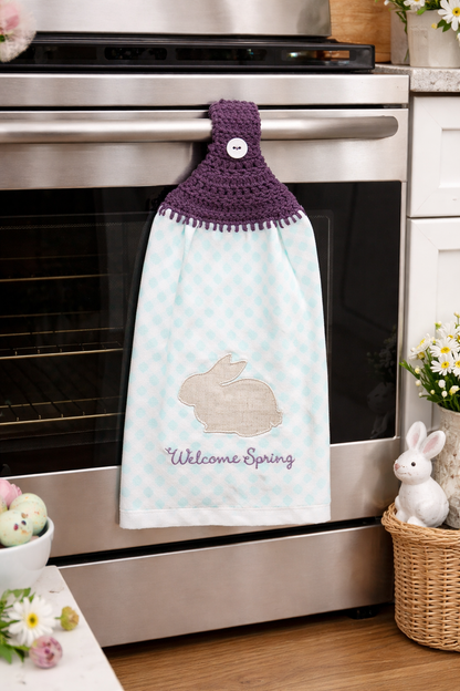Crochet Top Spring Bunny Hanging Kitchen Towel