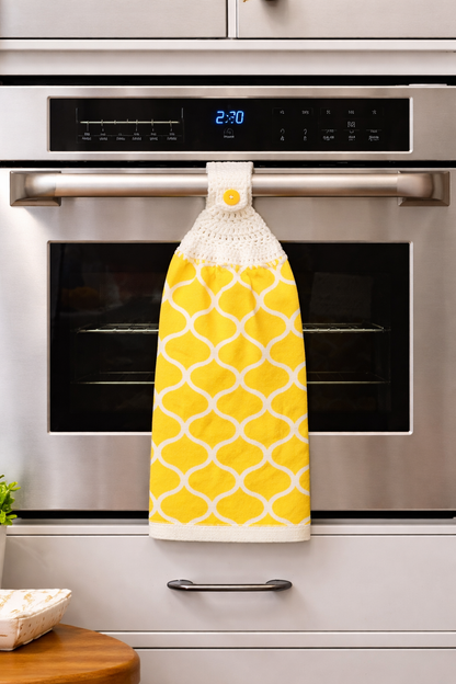 Crochet Top Quatrefoil Geometric Hanging Kitchen Towel