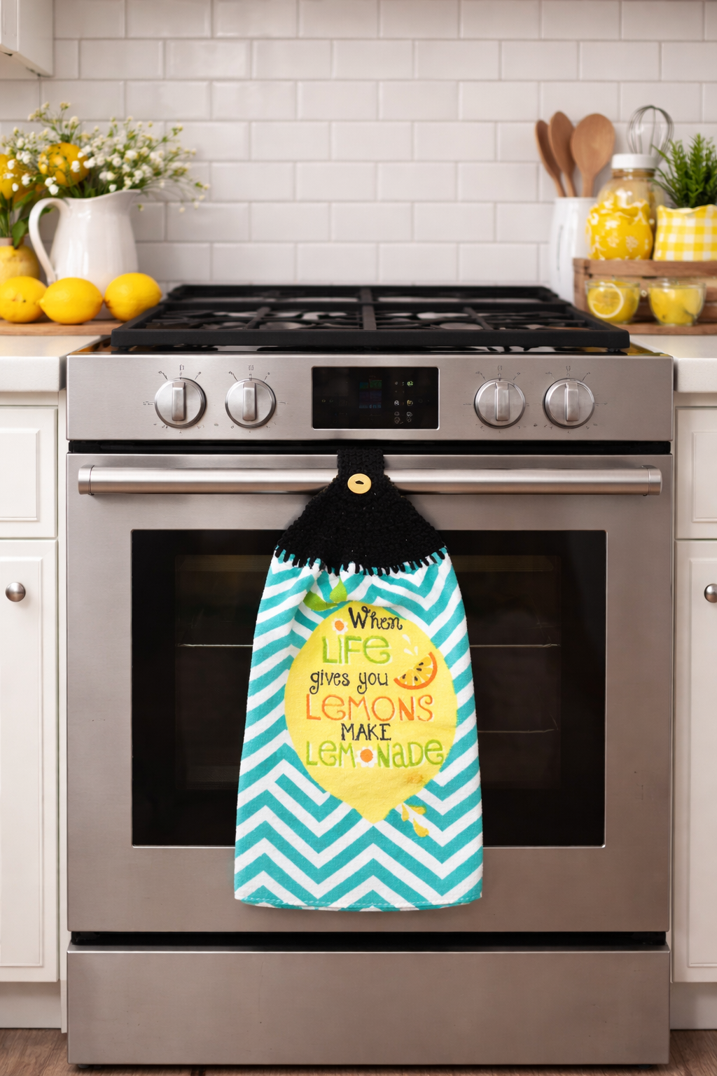 Crochet Top "When Life Give You Lemons, Make Lemonade" Hanging Kitchen Towel