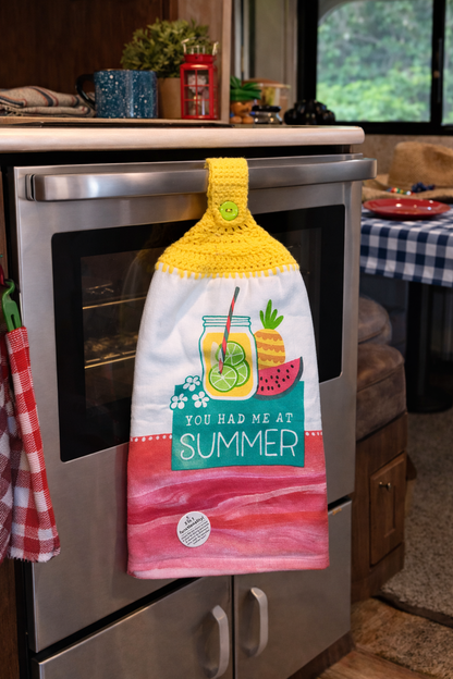 Crochet Top “You Had Me at Summer” Hanging Kitchen Towel