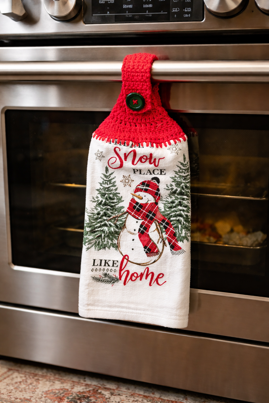 Snow Place Like Home Crochet Top Hanging Kitchen Towel