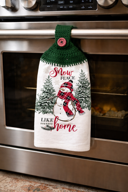 Snow Place Like Home Crochet Top Hanging Kitchen Towel