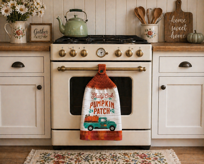 Crochet Top Shady Oak Pumpkin Patch Hanging Dish Towel