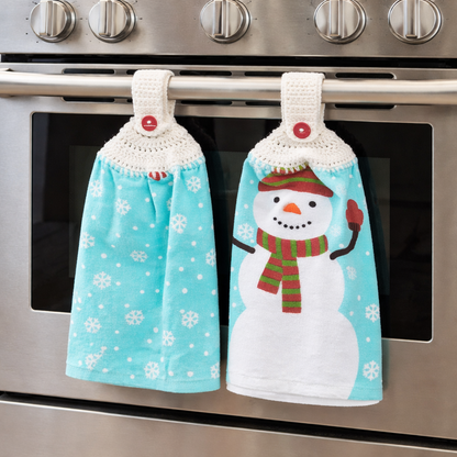 Crochet Top Snowman Kitchen Hanging Towel Set