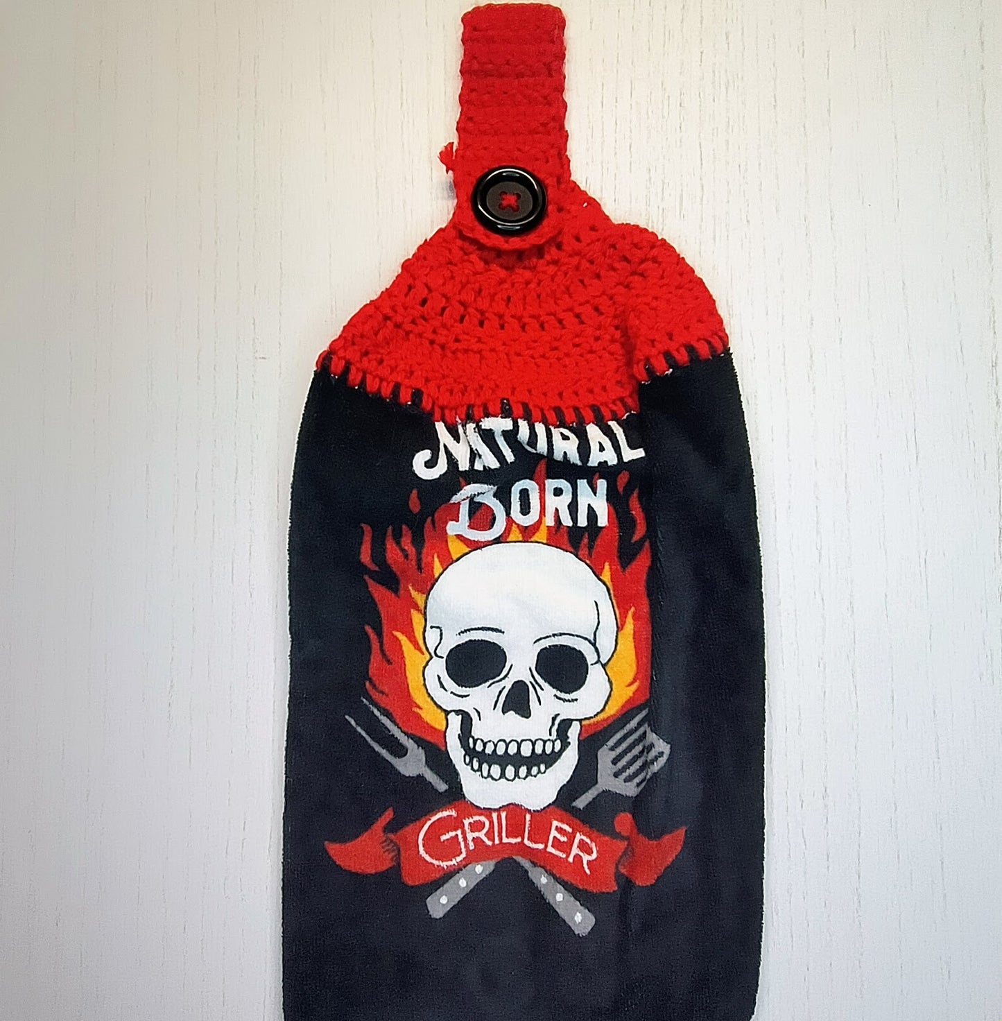 Crochet Top Natural Born Griller Hanging Dish Towel