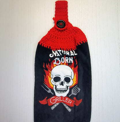 Crochet Top Natural Born Griller Hanging Dish Towel