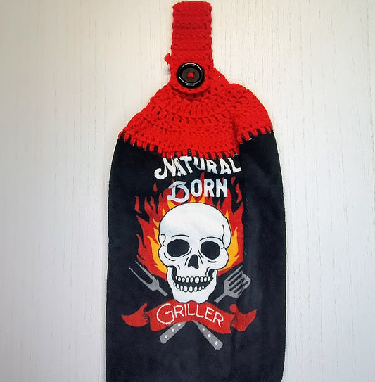 Crochet Top Natural Born Griller Hanging Dish Towel