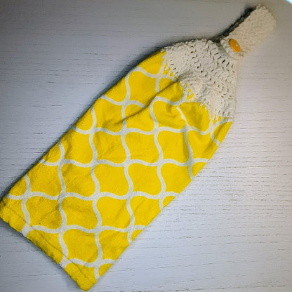 Crochet Top Quatrefoil Geometric Hanging Kitchen Towel