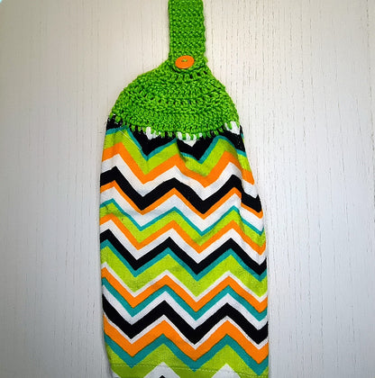 Crochet Top Halloween Chevron Hanging Dish Towel