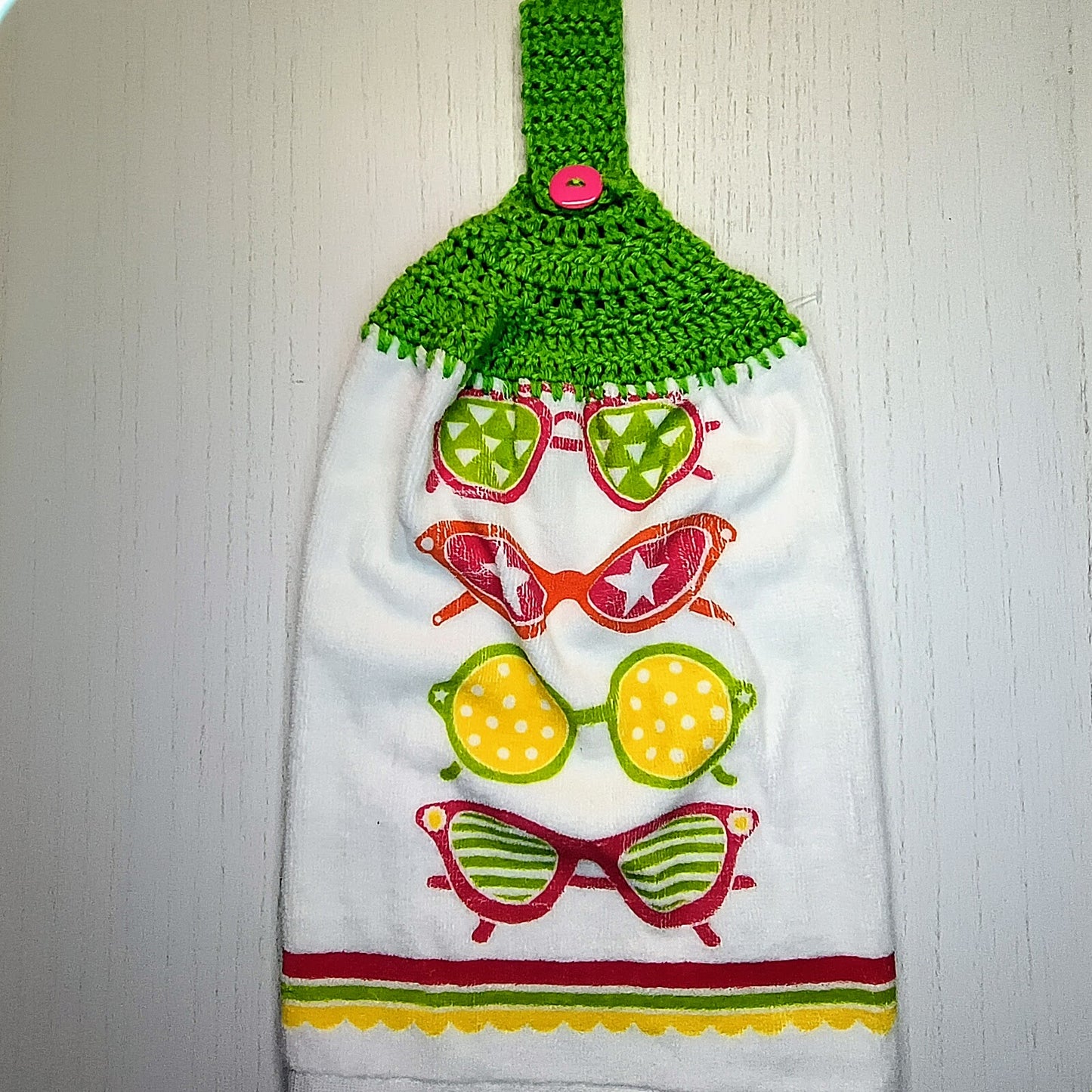 Crochet Top Sunglasses Hanging Kitchen Towel