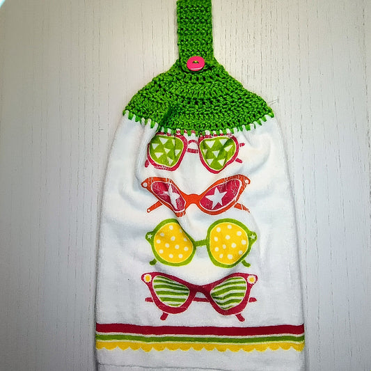 Crochet Top Sunglasses Hanging Kitchen Towel