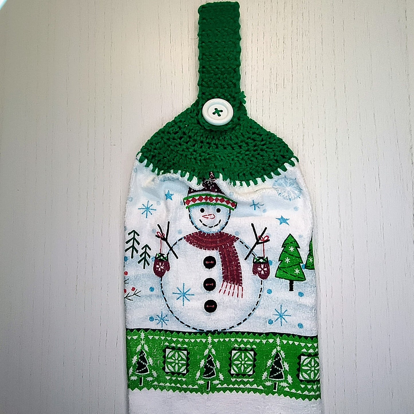 Crochet Top Snowman Hanging Dish Towel