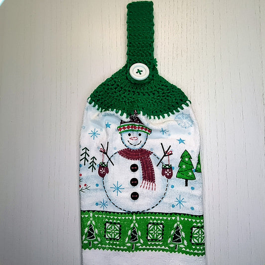 Crochet Top Snowman Hanging Dish Towel