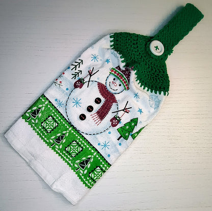 Crochet Top Snowman Hanging Dish Towel