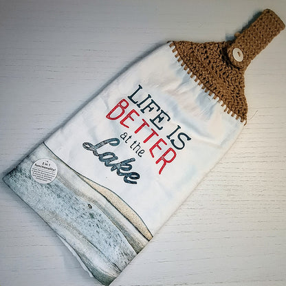 Crochet Top Life is Better at The Lake Kitchen Towel