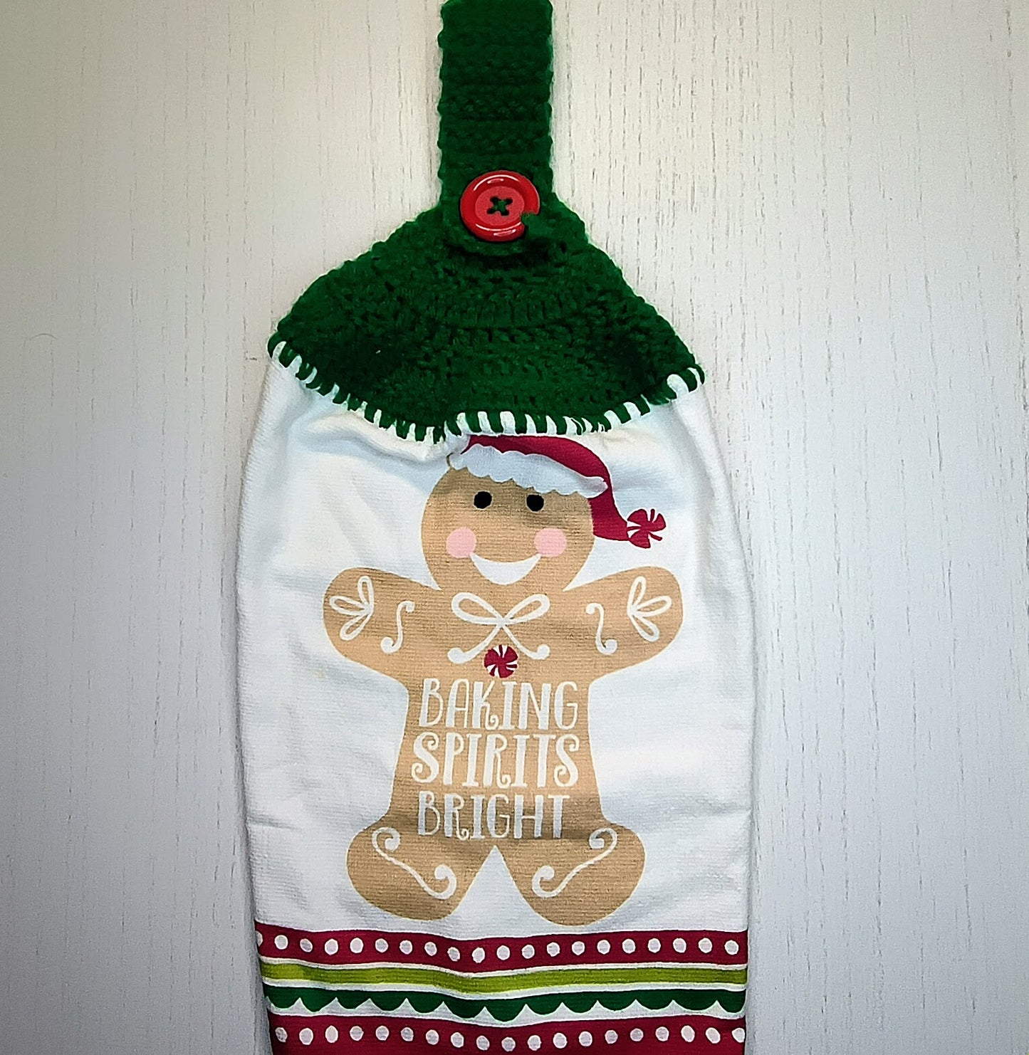 Crochet Top Gingerbread Man Hanging Dish Towel
