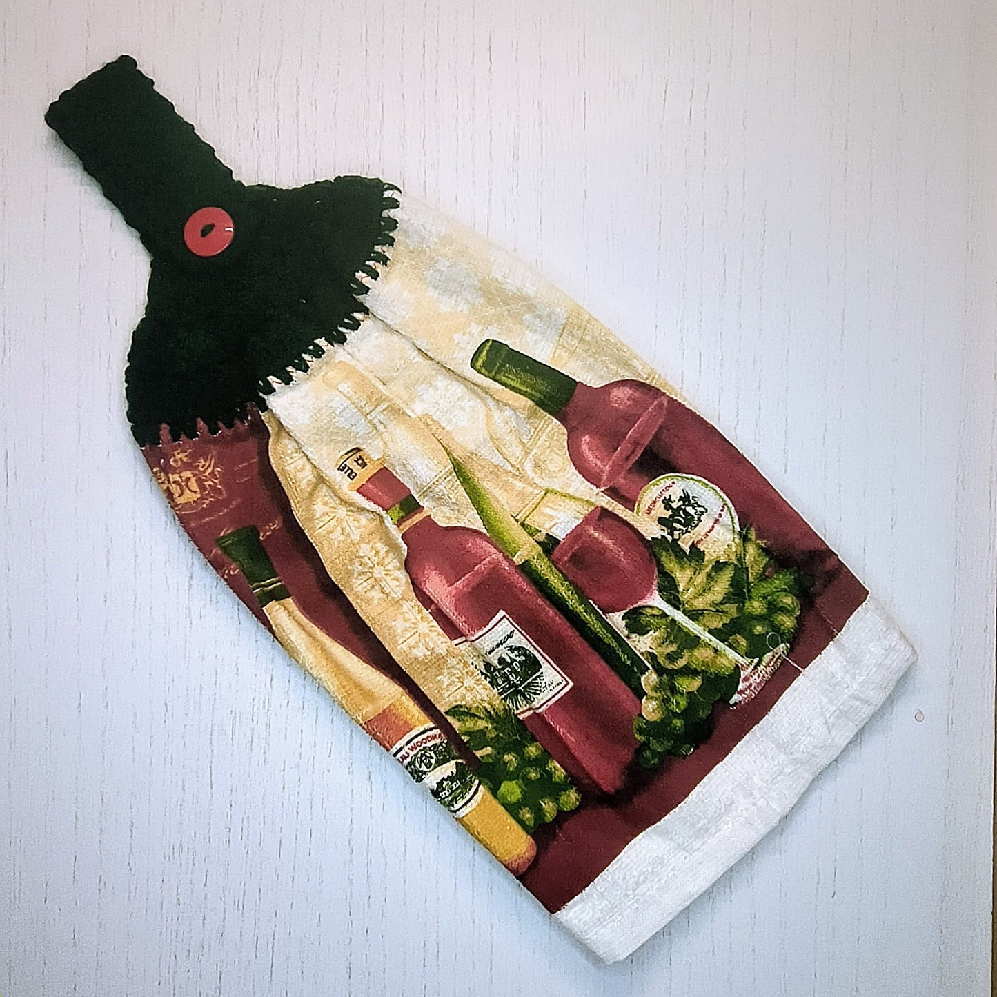 Crochet Top Wine Bottle Hanging Kitchen Towel