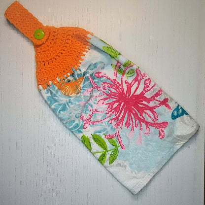 Crochet Top Floral Butterfly Hanging Kitchen Towel