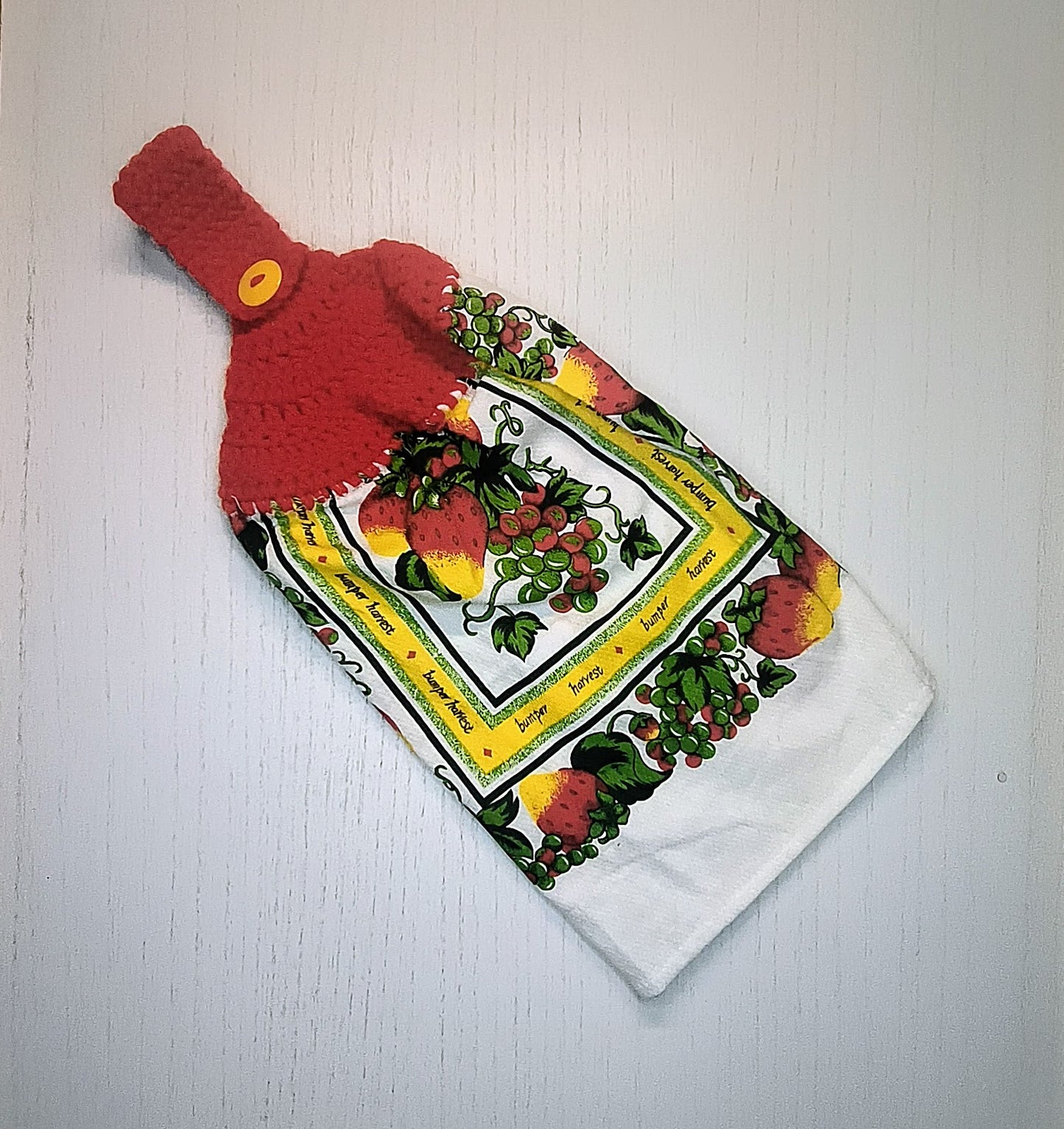 Crochet Top Strawberry Hanging Dish Towel