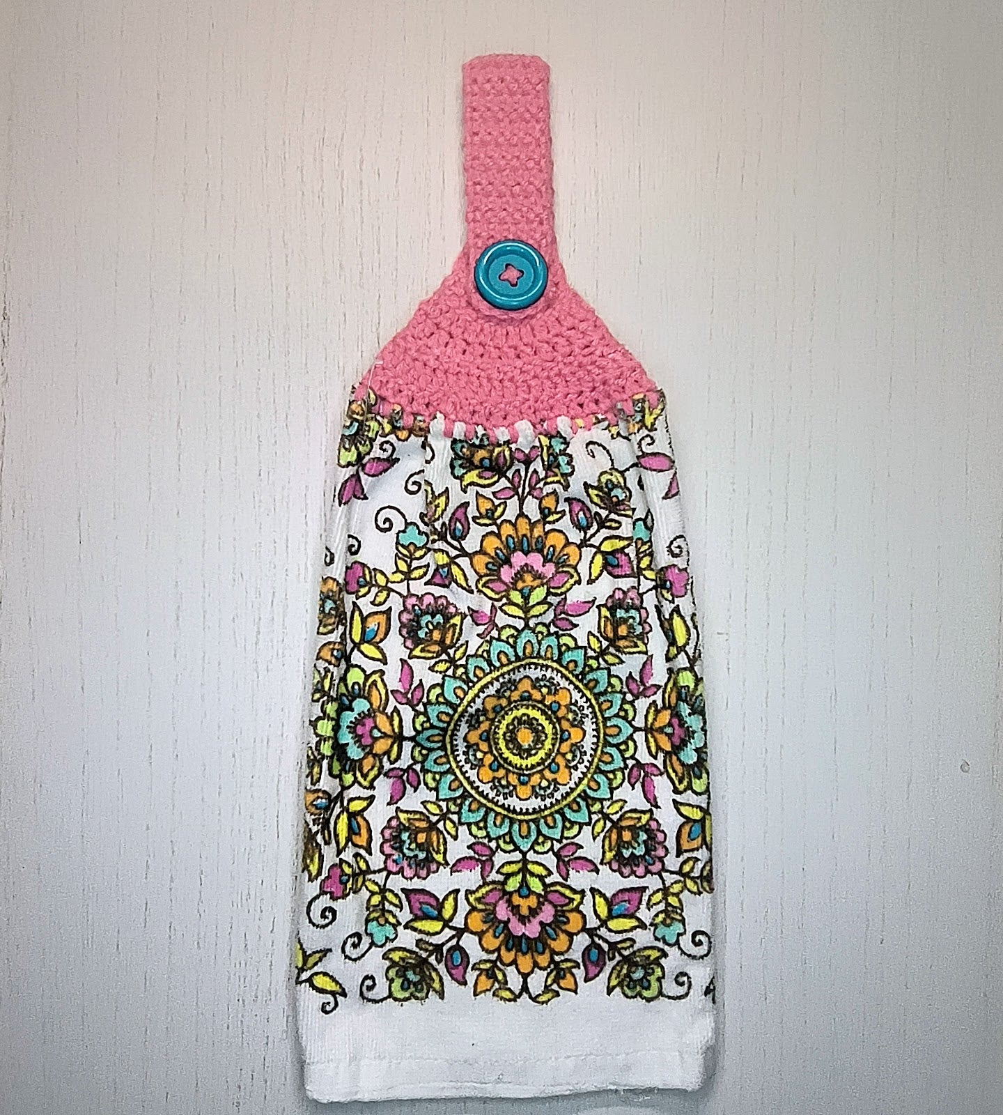 Crochet Top Floral Mandala Hanging Kitchen Towel