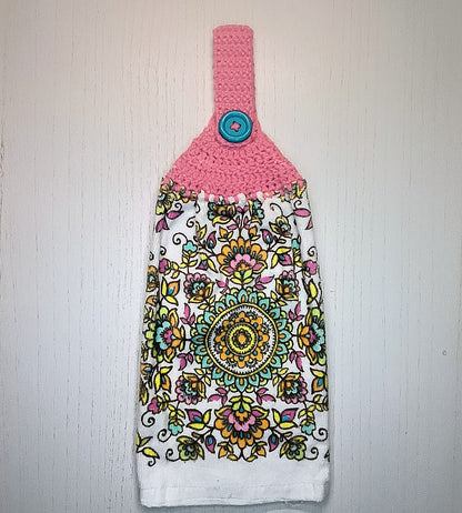 Crochet Top Floral Mandala Hanging Kitchen Towel