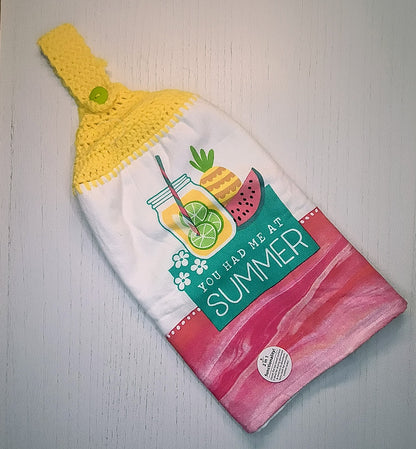 Crochet Top “You Had Me at Summer” Hanging Kitchen Towel