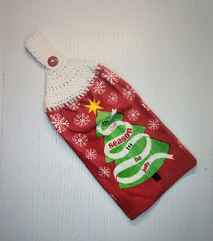 Crochet Top "Tis the Season" Christmas Tree Hanging Dish Towel
