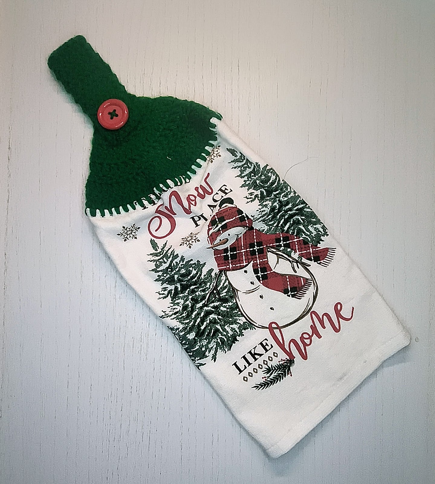 Snow Place Like Home Crochet Top Hanging Kitchen Towel