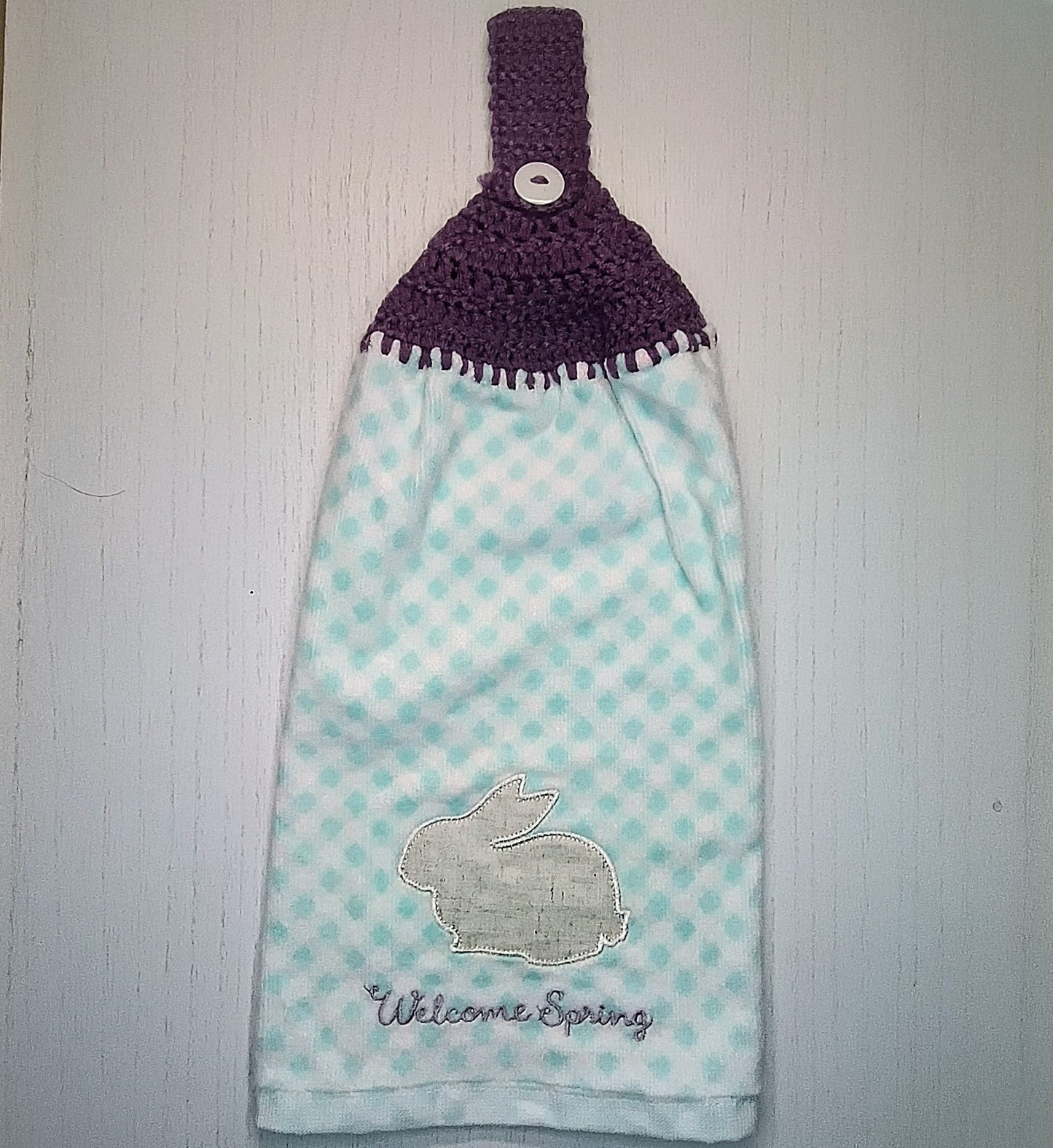 Crochet Top Spring Bunny Hanging Kitchen Towel