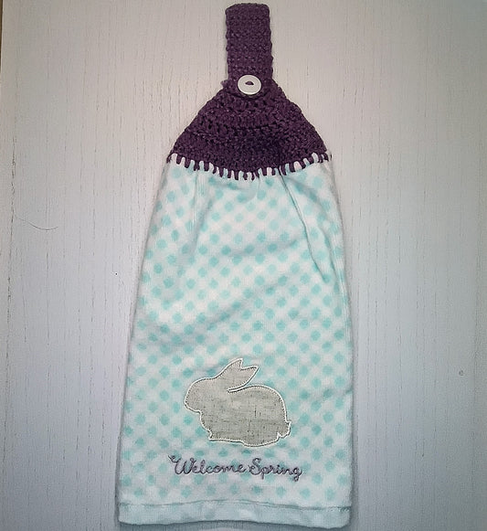 Crochet Top Spring Bunny Hanging Kitchen Towel