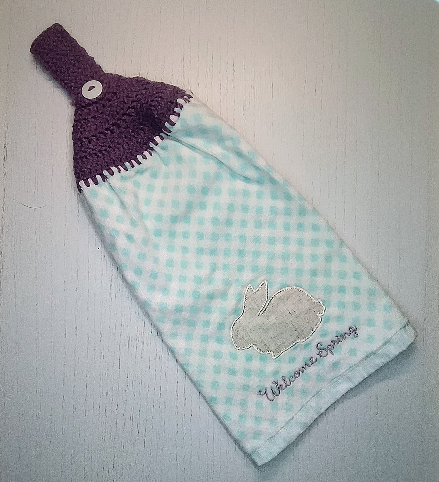 Crochet Top Spring Bunny Hanging Kitchen Towel