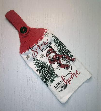 Snow Place Like Home Crochet Top Hanging Kitchen Towel