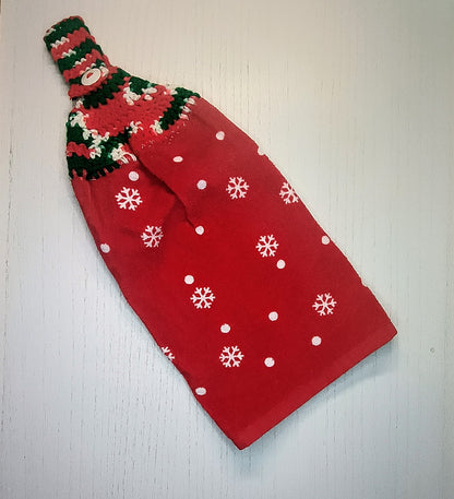 Crochet Top Penguin & Snow Flake Hanging Kitchen Towel Set