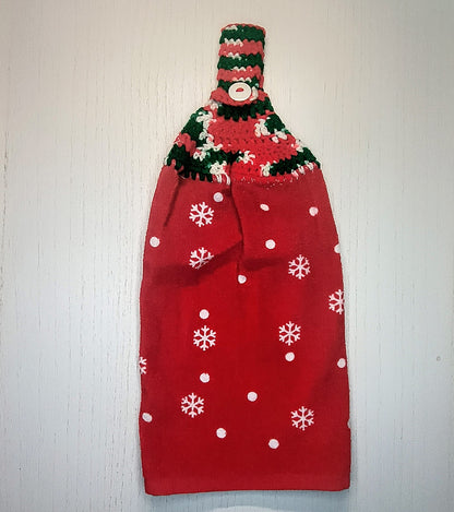 Crochet Top Penguin & Snow Flake Hanging Kitchen Towel Set