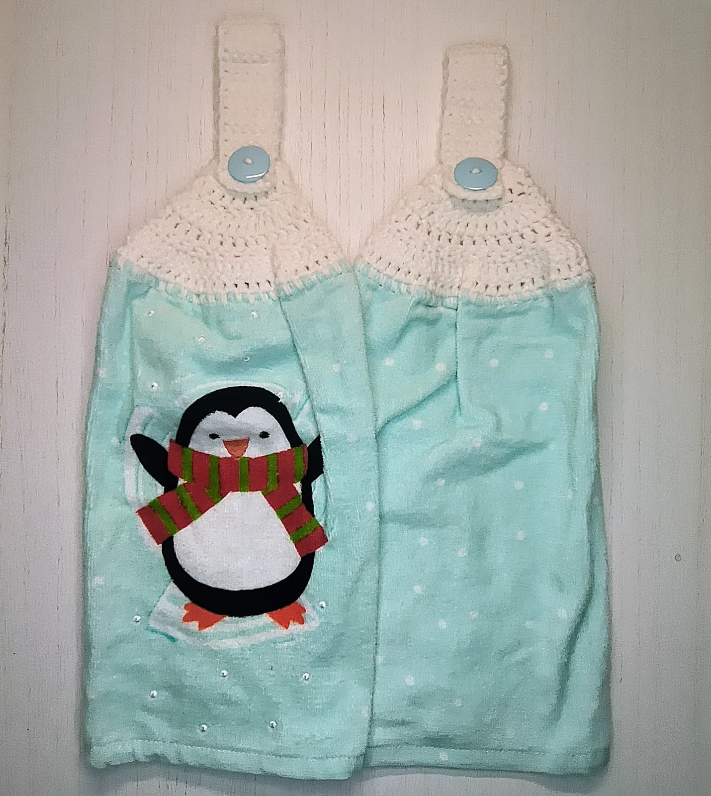 Crochet Top Penguin Kitchen Towel Set