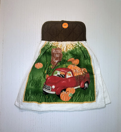Pot Holder Top Red Truck Pumpkin Harvest Kitchen Towel