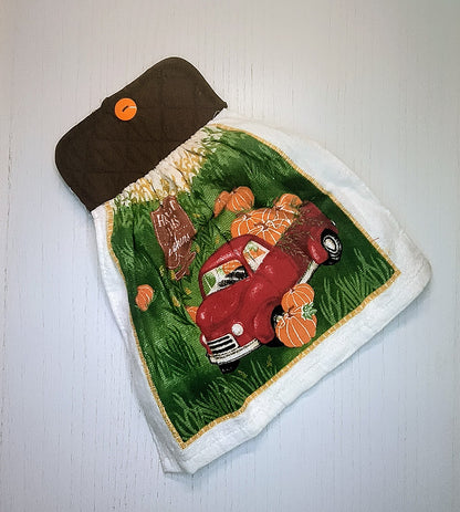 Pot Holder Top Red Truck Pumpkin Harvest Kitchen Towel