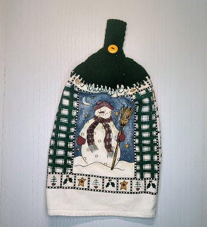 Crochet Top Snowman Hanging Kitchen Towel