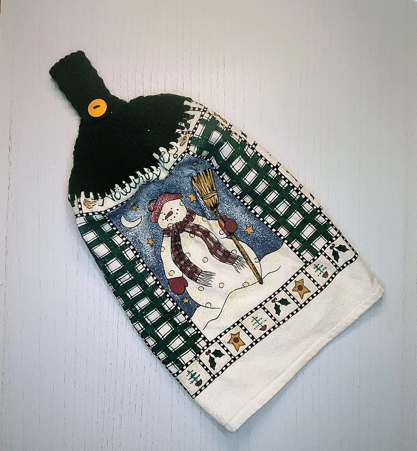 Crochet Top Snowman Hanging Kitchen Towel