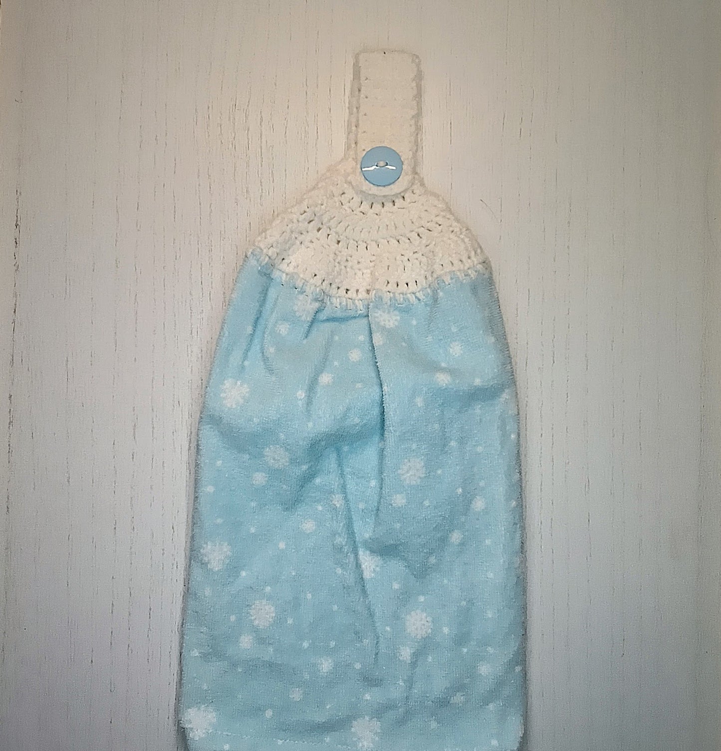 Crochet Top Snowman Snowflake Hanging Kitchen Towel Set