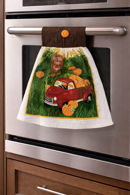 Pot Holder Top Red Truck Pumpkin Harvest Kitchen Towel