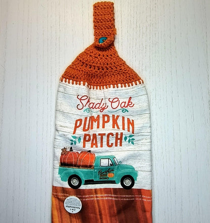 Crochet Top Shady Oak Pumpkin Patch Hanging Dish Towel