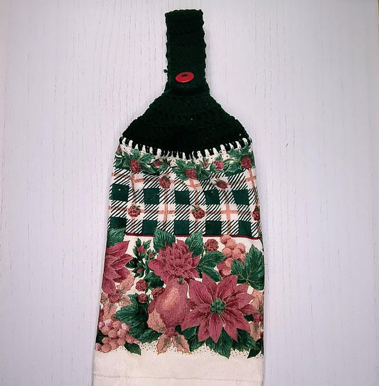 Crochet Top Vintage Poinsetti Hanging Dish Towel