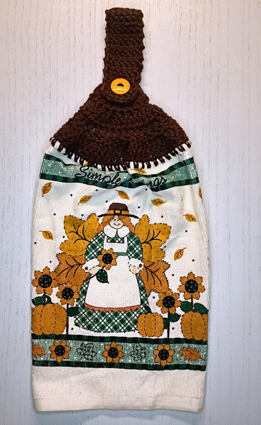 Crochet Top Vintage-Inspired Pilgrim Lady Hanging Dish Towel