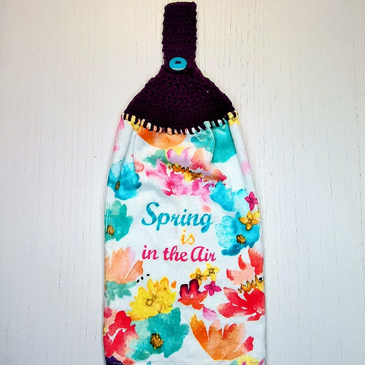 Crochet Top Spring is in the air Floral Hanging Dish Towel