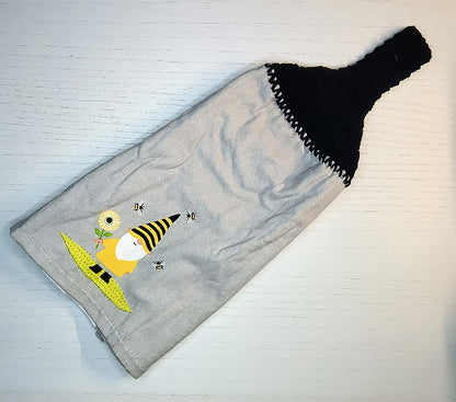 Crochet Top Gnome & Bees Hanging Dish Towel