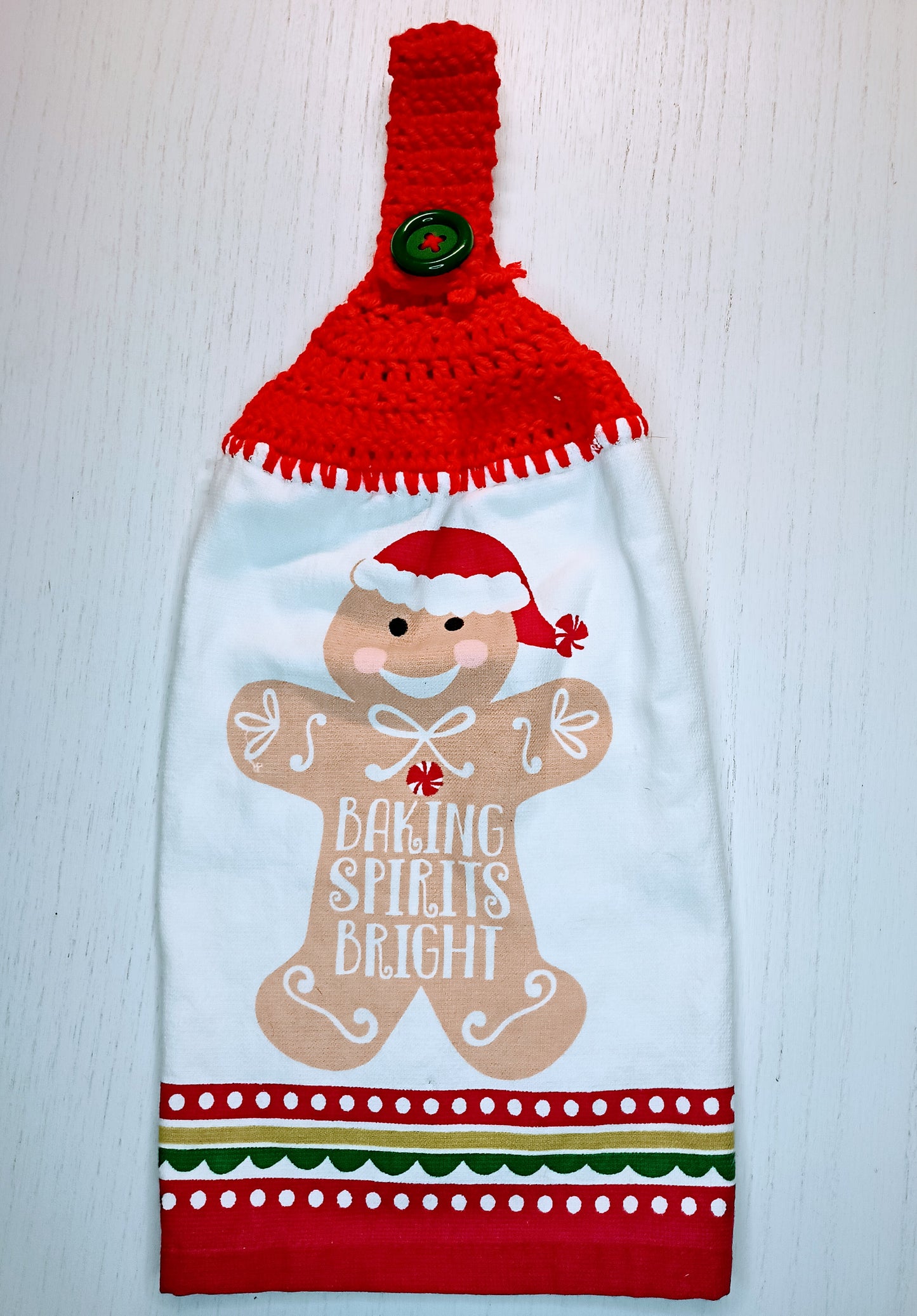 Crochet Top Gingerbread Man Hanging Dish Towel