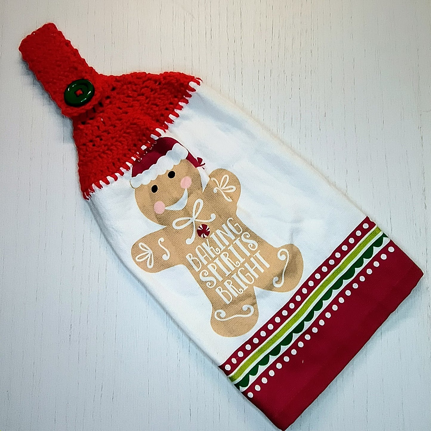 Crochet Top Gingerbread Man Hanging Dish Towel