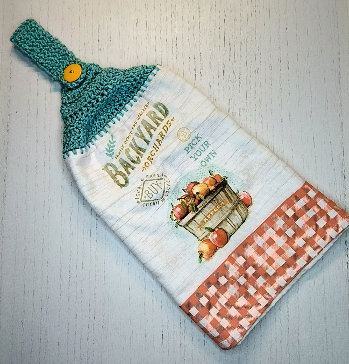 Crochet Top Orchard Harvest Hanging Dish Towel